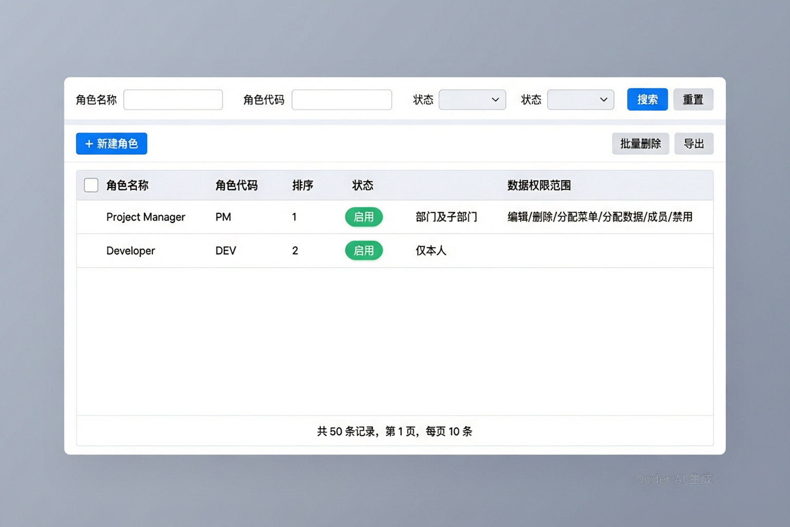 角色列表页面线框图