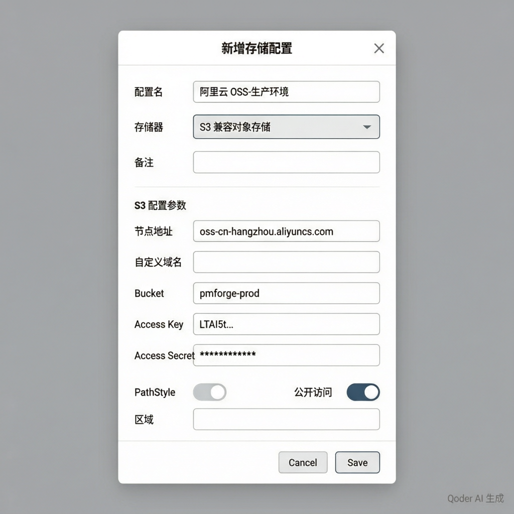 新增存储配置