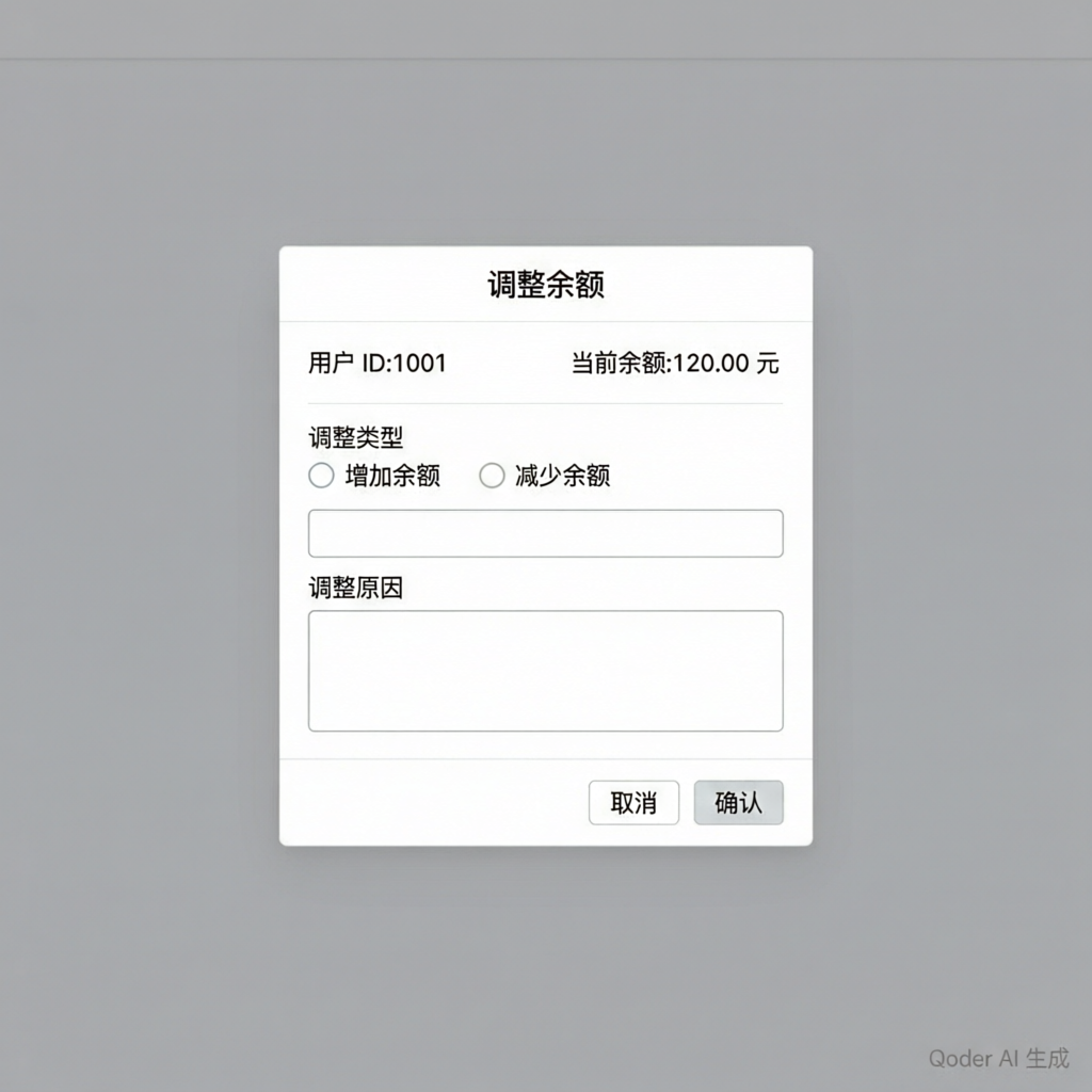 钱包余额调整