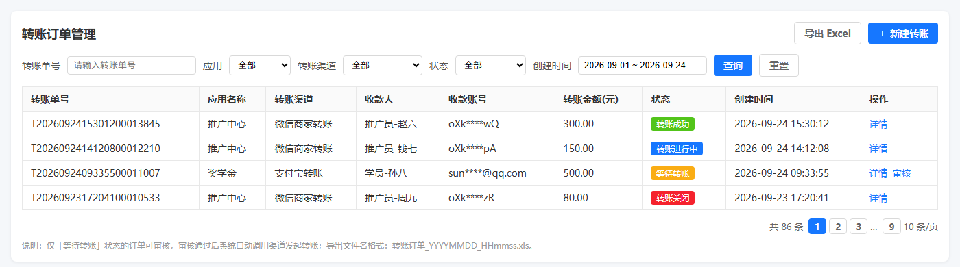 转账订单列表