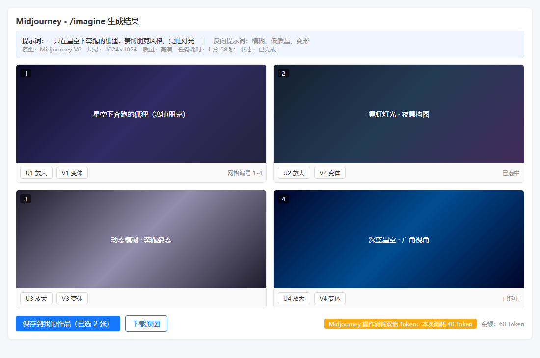 MJ imagine结果页