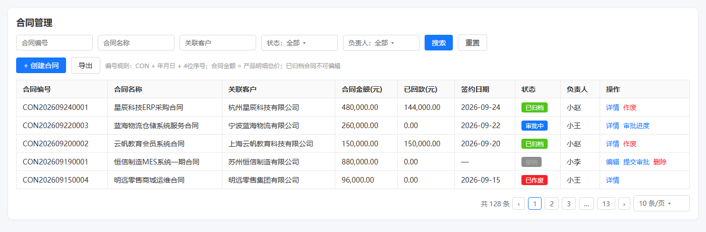 合同管理列表