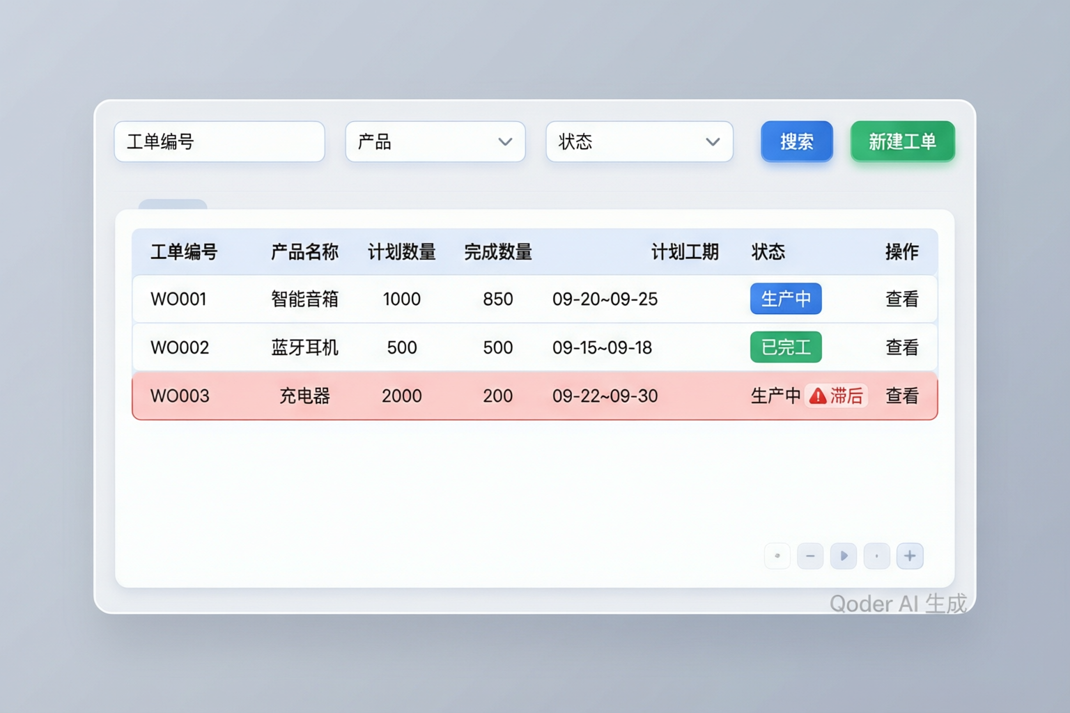 生产工单列表