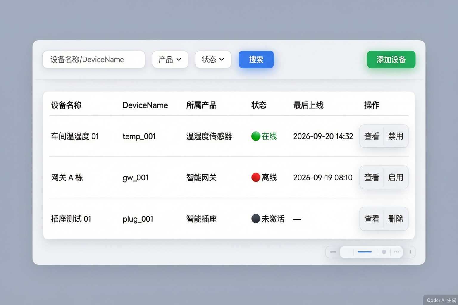 设备管理列表