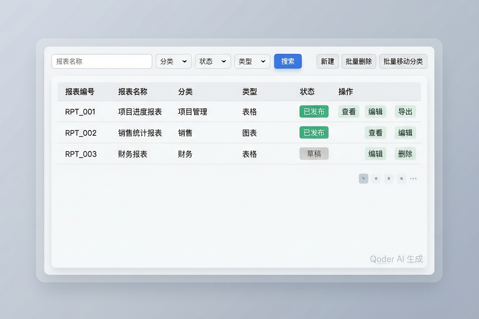 报表管理列表